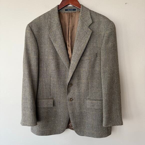 Vintage Chaps Ralph Lauren Jacket 44R Tweed Virgin Wool Blazer Sport Coat Brown - Picture 9 of 16
